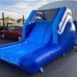 a shiny blue themed obstacle course