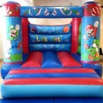 A velco themed super mario bouncy castle