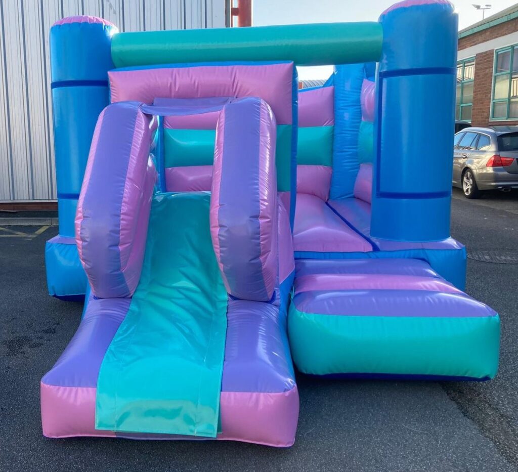 MultiColoured Pastel Castle With Front Slide Jolly Kids Castles